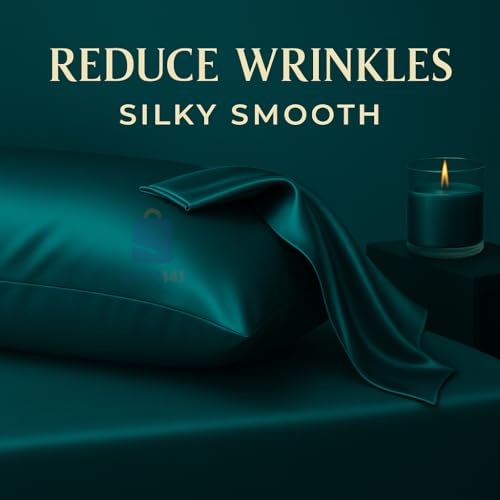 Image of Satin Pillow Covers for Hair and Skin Set of 2 with 5 Scrunchies I Satin Pillow case I Silk Pillow Cover I Silk Pillow case I Women Gift Items (Rama)