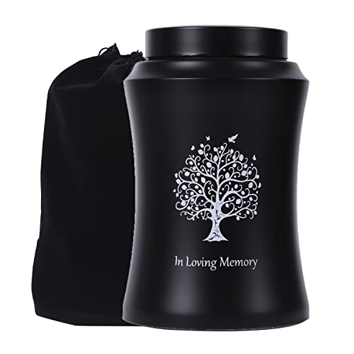 Tree of Life Urns for Human Ashes - Cremation Urns Adult for Funeral, Burial or Home - Decorative Urn for Ashes Male Female (220 Cubic inches, Black(Tree))