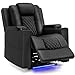 Produktbild COMHOMA Fernsehsessel Relaxsessel mit Liegefunktion Relaxsessel & -liegen mit LED, Elektrisch Verstellbar TV Sessel bis 150kg mit Massagefunktion Wohnzimmer Schlafzimmer Heimkino Schwarz