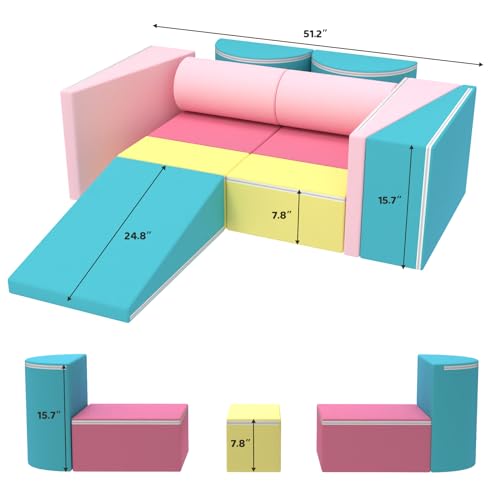 BIERUM-Kids-Couch-12PCS-Modular-Kids-Play-Couch-with-Blanket-Color-Blocking-Toddler-Couch-for-Playroom-Convertible-Kids-Foam-Climbing-Play-Set-Imaginative-Creative-Play-Sofa-for-Boys-Girls BIERUM Kids Couch 12PCS Modular Kids Play Couch with Blanket Color Blocking Toddler Couch for Playroom Convertible Kids Foam Climbing Play Set Imaginative Creative Play Sofa for Boys Girls