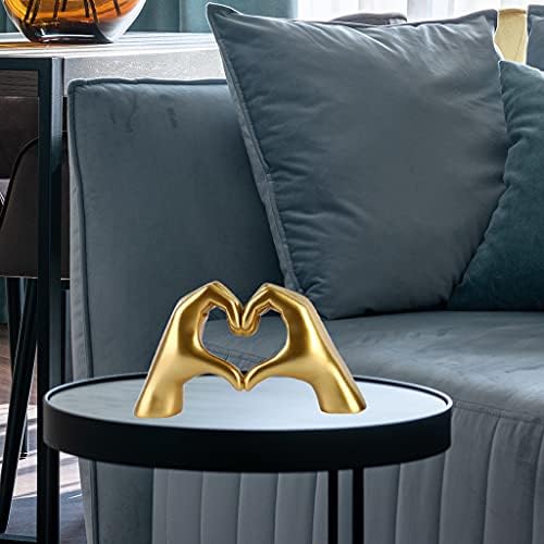 silverdiamond Nordic Heart Gesture Sculpture Resin Abstract Hand Love Statue Figurine Decor