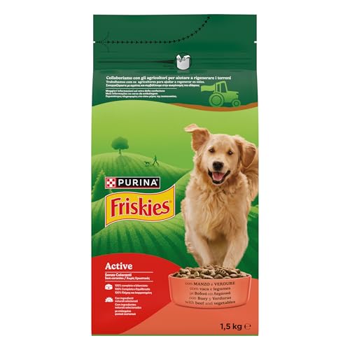 PURINA FRISKIES 5 Promesse Crocchette per Cani Adulti con Manzo 6 Sacchi da 1.5kg