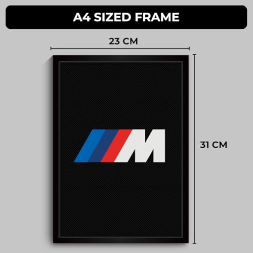 Image of BMW M Poster | Framed A4 Sized (31 x 23 cm) | M Power Logo Car Posters for Wall, Gift for Boys | Supercar Frames | BMW Poster M4 Sportscar Frame | Car Posters for Wall, Bedroom, Hostel, Study Room (F 045)