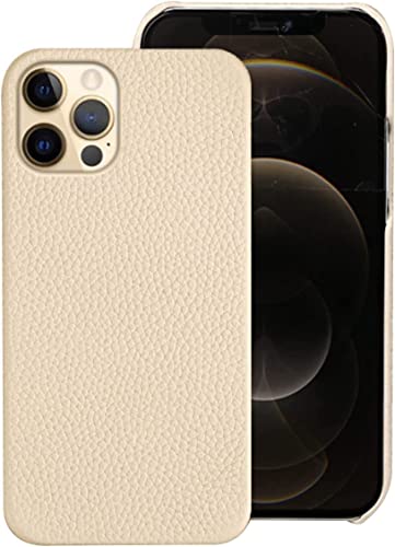 Coque arrière fine en cuir iPhone 13 Pro Max bouton ouvert beige