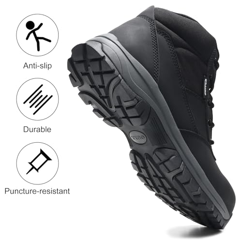 Image of Men's 5 inch Waterproof Steel Toe Work Boots, Side Zip Safety Shoes OX2518 | Insulated, Puncture Resistant