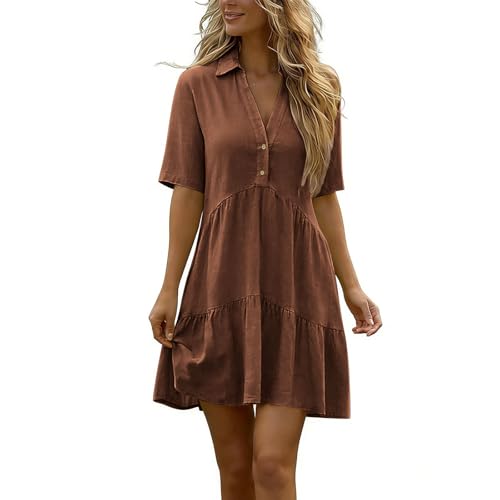 Robe d'été décontractée en coton-lin idéale pour vos vacances