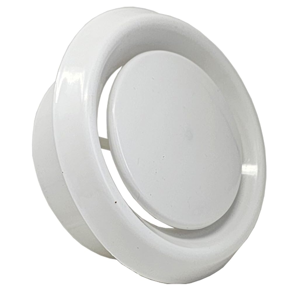 Kair 125mm Plastic Ceiling Extract Valve with Retaining Ring | Wipe-clean finish, Dual purpose extract or supply air valve, Can easily connect to 127mm flexible hose using a hose clip