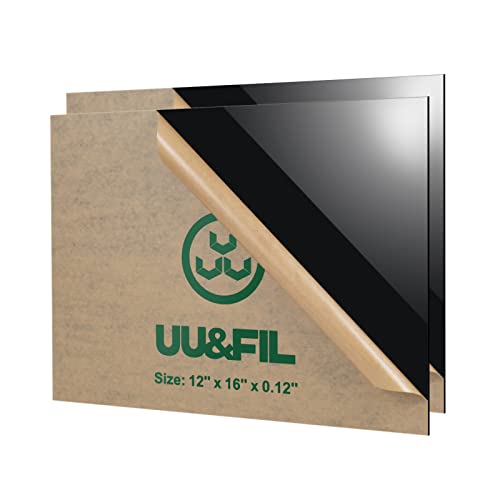 KINLINK 12x16 Acrylic Sheets - 1/8" (3mm) Black Plexiglass, 4 Pack With Protective Paper For DIY, Crafts, Signs