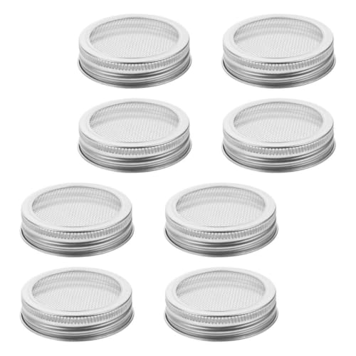 PRETYZOOM Sprouting Lid Wide Mouth for Mason Jars 8pcs Stainless Steel with Enhanced Airflow and Smooth Edges, Accelerating Seed Germination and Humidity Control for Bean Sprouts