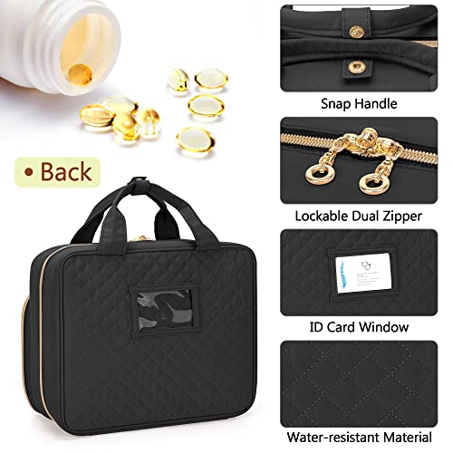 Image of Damero Pill Bottle Organizer, Travel Medicine Bag Organizer, Black | Medicine Organizer and Storage for Pills, Vitamin, Fish Oil, Medical Supplements for Women and Men