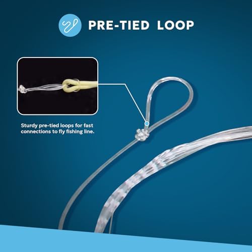 SF 6Pcs Pre-Tied Loop Fly Fishing Tapered Leader Nylon Fly Trout Leader 9FT-4X — view 3