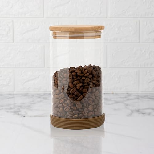 Image of Femora Borosilicate Glass Jars with Wooded Lid| 1 Year Warranty| Multipurpose Airtight Storage Jar For Cookies, Snacks, Spices| Glass Jar 1000ml| Set Of 6| Transparent Glass Jars For Kitchen Storage