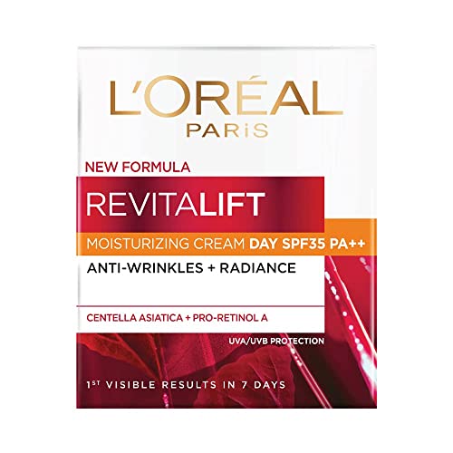 L’Oreal Paris Revitalift Day Cream SPF 35, Anti Wrinkle & Firming Moisturizer with Pro-Retinol, Anti-Aging Face Cream with Sunscreen Protection, 50ml / 1.7oz