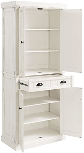 Crosley Furniture Seaside Kitchen Pantry Cabinet - Distressed White & Seaside Hall Tree - Distressed White #TOP3
