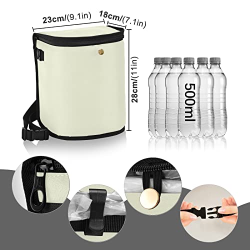 Image of Wudan Small Car Trash Can Beige Accessories for Garbage Storage Organizer with Lid Waterproof Portable Auto and Truck Interior Seat Bin