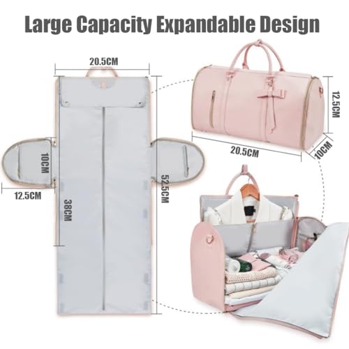 Trendfetchus Foldable Travel Bag 2.0, Travel Bag with Wheels, Large Capacity Lightweight with Shoes Compartment (Pink)2