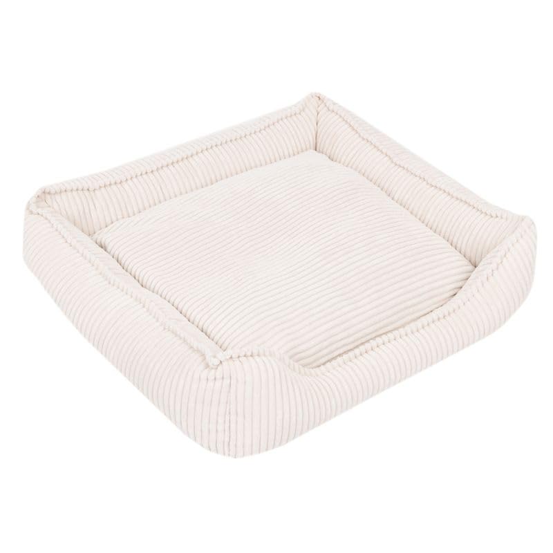 Modern Living Hundebett Helena | Komfortables Hundebett für kleine bis große Hunde | stilvolles Breitcord-Design | mit Memory Schaum gefüllt, Abnehmbarer Bezug (Beige, 65x60x18cm)