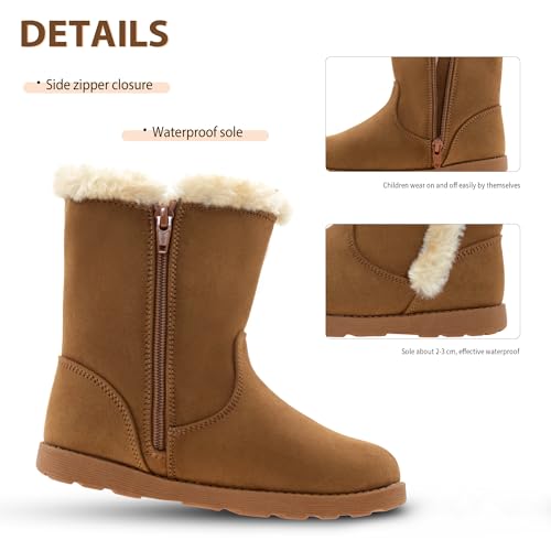 LseLom Girls Snow Boots Warm Faux Fur Lined Winter Boots with Non-Slip Sole Waterproof Cute Lightweight Ankle Bootie for Toddler/Little Big Kids4