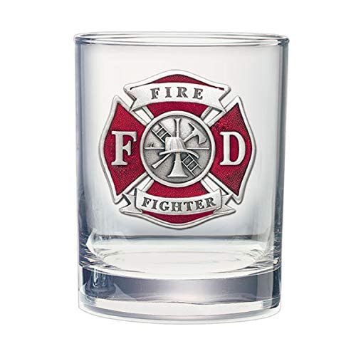 Firefighter Double Old fashioned Glass - Enamel Red
