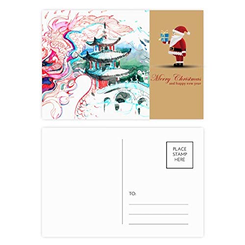 Cartes postales chinoises Père Noël au pied du sapin