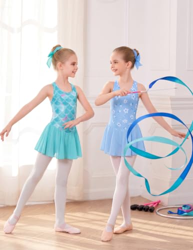Image of Arshiner Girls Hollow Back Ballet Leotard with Skirt Sleeveless Dance Dress