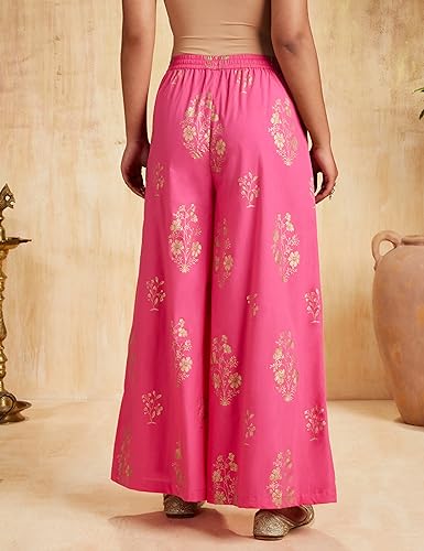 Image of Amazon Brand - Myx Women's Relaxed Fit Mid Rise Palazzo (Available in Plus Sizes)