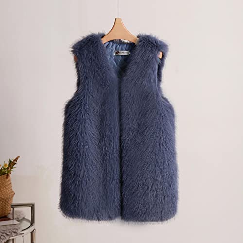 Narhbrg Faux Fur Vests For Women Casual Sleeveless Waistcoat Jacket Fashion Sweater Open Front Long Cardigan Lightweight Outerwear #TOP1