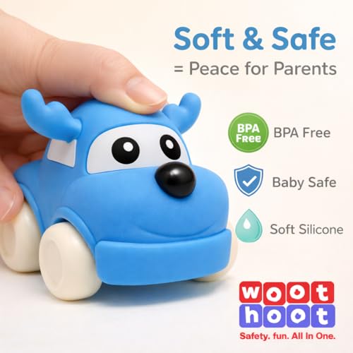 Image of Soft, Safe & Scented Reindeer for Toddlers 1-3years-Blue, BPA-Free, Chewsafe Vehicle. Sensory, Motor Skill Development, Food Grade, Baby Cars 6-12 Months+, One-Piece Design Infant Toys