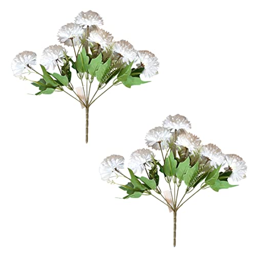 Image of Art Street Artificial Flower Bunch| Silk White Hydrangea Flower for Home| Bedroom, Living Room & Office Decoration |Christmas Day, New Year Set of 2 |11 Inch (Without Vase)