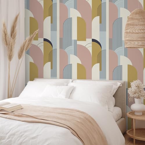Papier peint géométrique arches étanche pour salle de bain