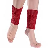 Dearanswer Women Knit Leg Warmers Boot Cuffs Topper Socks Cute Short Leg Warmers Short Boots Socks Warm and comfortable,Red