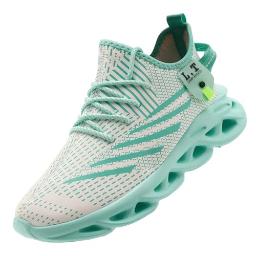 GLYGML Men Winter Warm Sneakers Waterproof Non Slip Leisure Shoes for Indoor and Outdoor Sports Fitness Travel with Artificial Fluff Fleece Lining Light_Green 11
