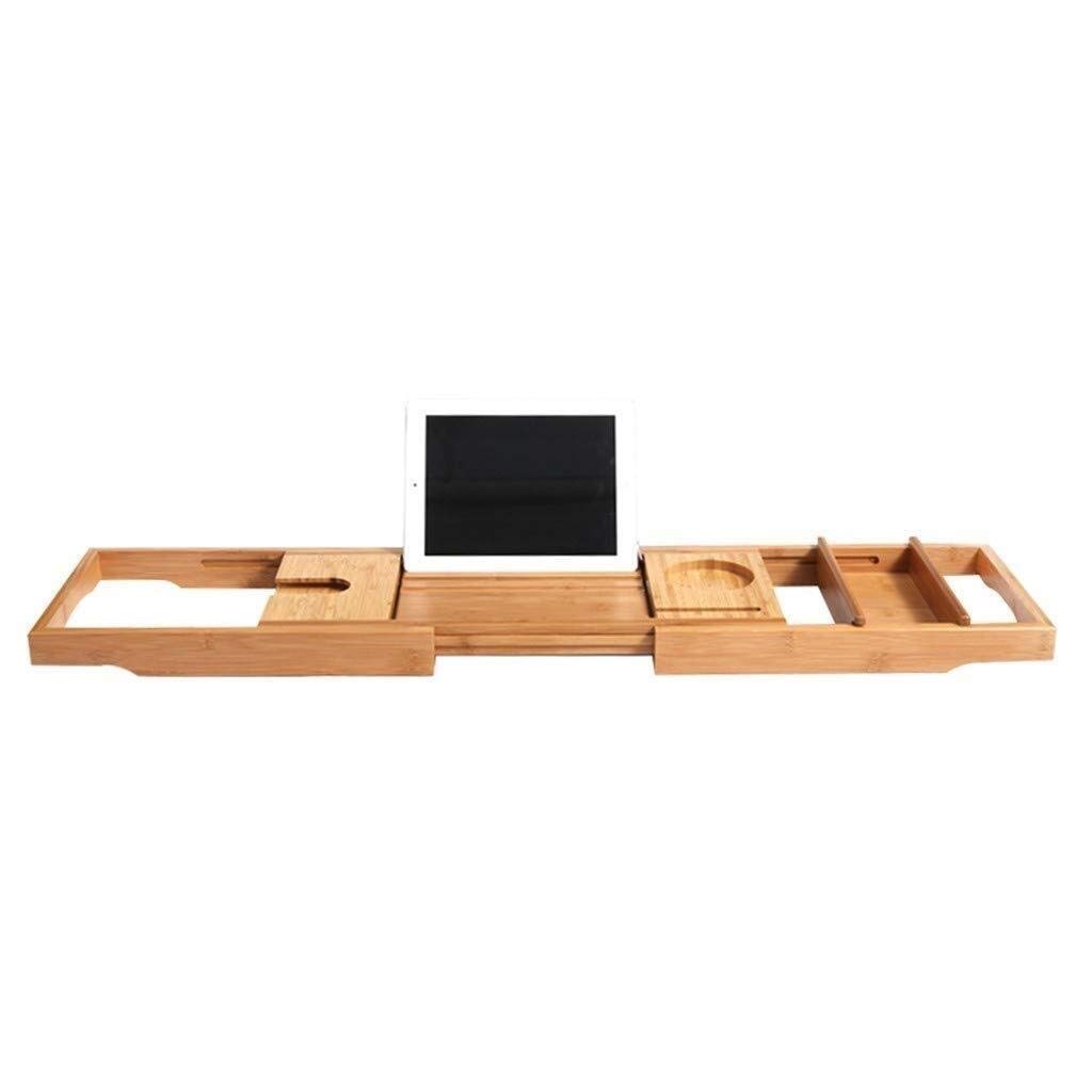 Bandeja de baño Estante de bañera Estante de baño telescópico Estante Multifuncional de baño con Soporte para Tableta Bandeja para teléfono Celular y Soporte para Copa de Vino