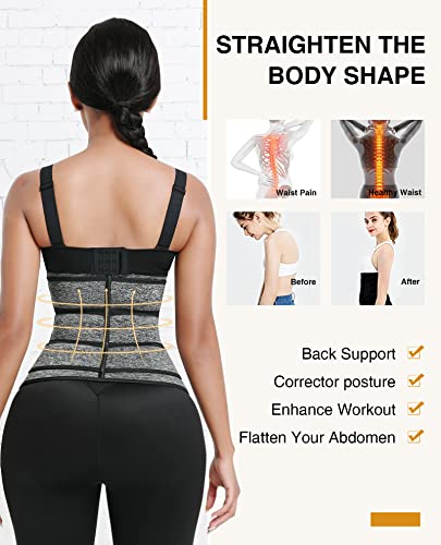 Image of FeelinGirl Neoprene Waist Trainer for Women 3 Straps Tummy Control Workout Corset Cincher Long Torso Trimmer Sauna Belt