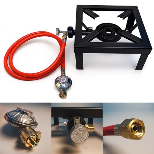 Gaskocher Hockerkocher, 6KW Tragbarer Campingkocher, inklusive 50 mBar Gasdruckregler und 150 cm Schlauch für den Einsatz im Freien und Camping