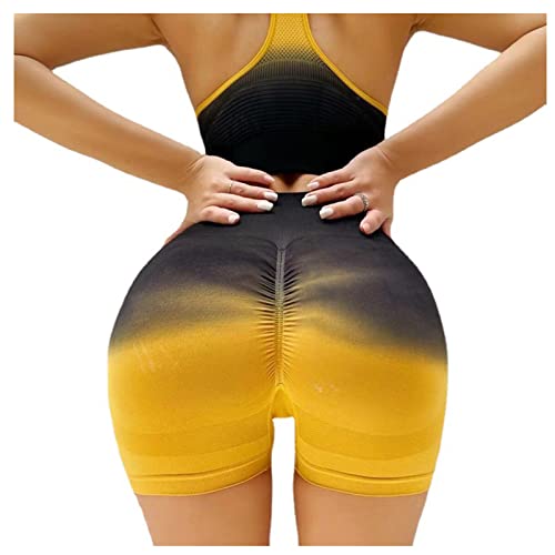 Women Seamless Scrunch 4" Short Gym Workout Yoga Amplify Shorts High Waist Shorts for Running Exercise (L,Red) - Image 5