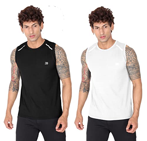 Image of Big Button Mens Dry Fit Stretchable Cut Sleeves Sports Tshirt Tank Top