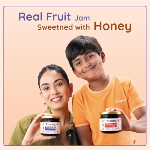 Image of Frooney Mixed Berry Jam Sweetened with Honey | 100% Pure Natural Jam | No Refined Sugar | Real Berry Blend | No Artificial Colours or Preservatives | Small Batch Fruit Spread | Clean Label Breakfast Jam /350g