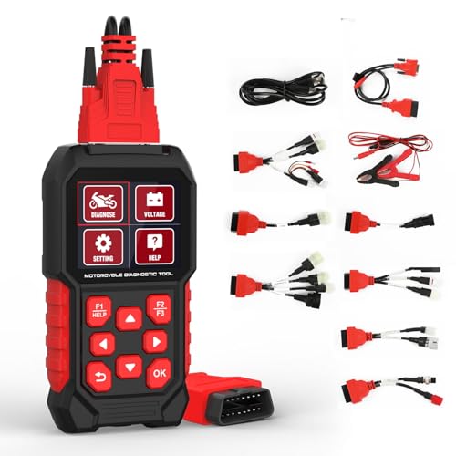 MRCARTOOL Motorrad Diagnosegerät OBD2 Motorrad Scanner für Kawasaki Honda Yamaha Triumph KTM EU Motorrad Diagnose Fehlerspeicher Auslesen Motorrad Diagnose Werkzeug Diagnosefehler Klare Fehlercodes