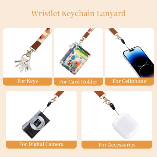 Image of Hancynir Boho Floral Small Wallet Women Credit Card Holder, Wristlet RFID