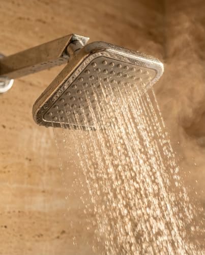 Image of KABA by ACQUASO 4x4 inch Inch Overhead Shower | High Pressure Rain Spa Showerhead for Luxury Bathroom | Rainfall Shower Head | Easy Wall Mount Installation with 9 inch Steel ARM (CAMARY)