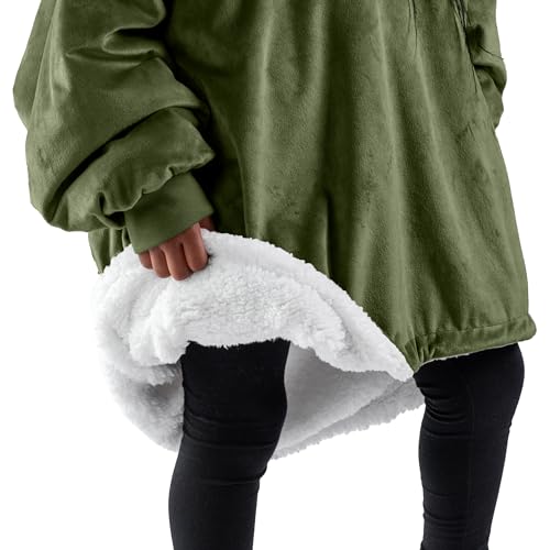 Image of Bare Home Wearable Blanket Hoodie - Soft Plush Sherpa - Warm and Cozy - Oversized Wearable Blanket