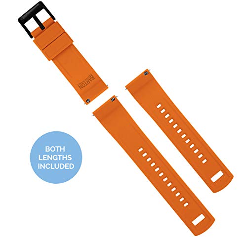Image of 19mm Black /Pumpkin Orange - BARTON Elite Silicone Watch Bands - Black Buckle Quick Release