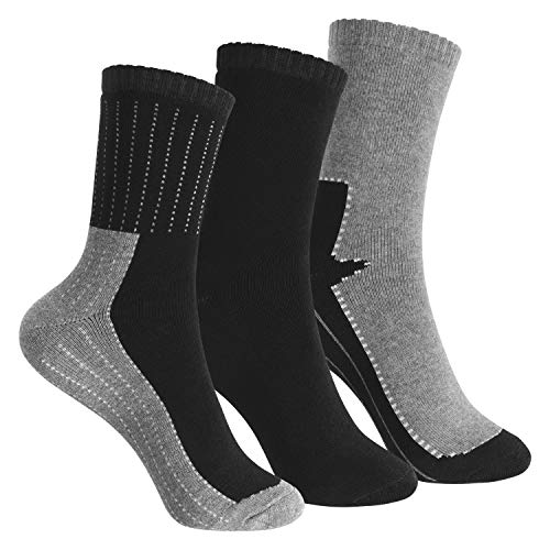 Footstar Kinder Frottee-Socken mit Motiv (3 Paar) Warme Socken mit Thermoeffekt - Schwarz 31-34