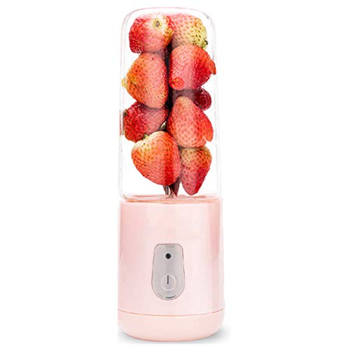 Smoothie Tragbar Smoothie Maker Mixer, Mit 4 Scharfen Klingen aus Edelstahl, USB-Wiederaufladbar Juicer Mini Standmixer Obst, pink