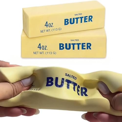 2PCS Slow Rebound Cute Butter Squeeze Stress Balls, 2026 New Realistic Big Squishy Butter Stick Squeeze Toys, Soft Stress Relief Squeeze Ball Toy for Anxiety Hand Relax
