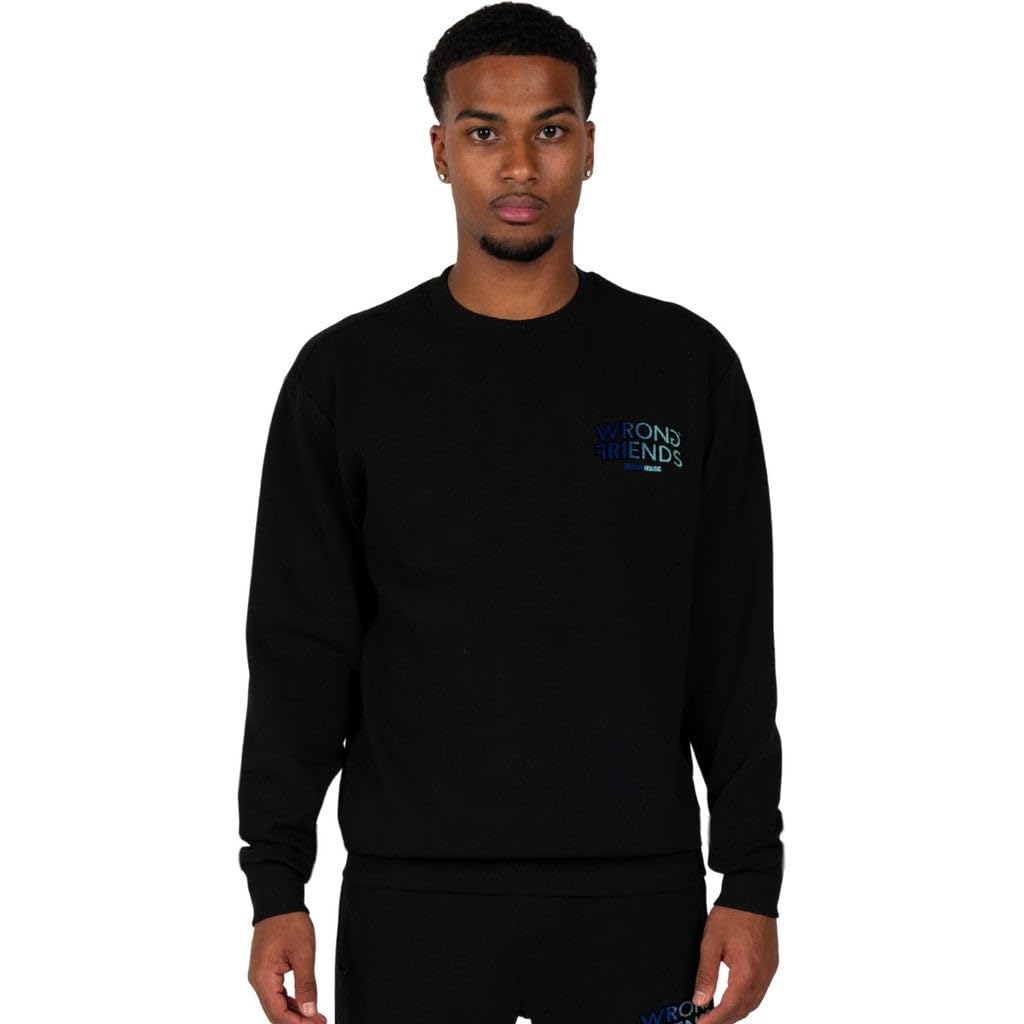 Wrong Friends Men's Simi Valley Sweatshirt, Black/Blue, M