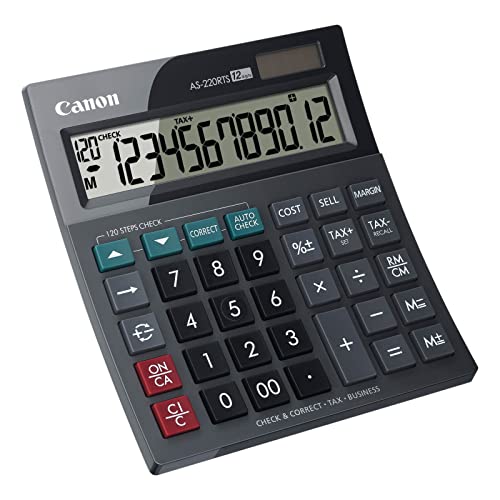 Canon AS-220RTS Compact Desktop Calculator - 12-Digit Display - Lightweight - Suitable for Home &...