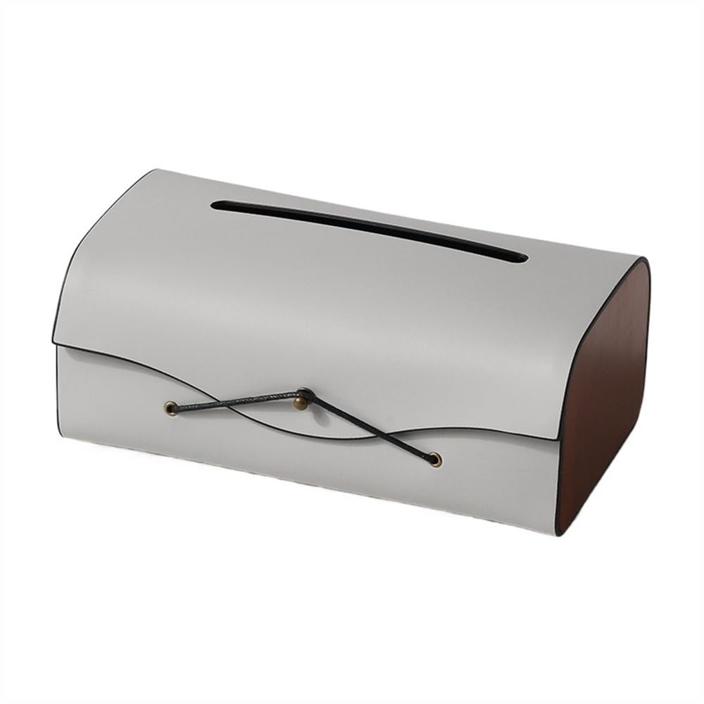 Tissue Case Tissue Box Cover Rectangular PU Leather Facial Dispenser Holder for Bathroom Vanity Countertop Car Night Stands Office Tissue Dispenser(Gris)
