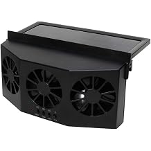 Surakey Solar Car Fan, 2W Car Solar Powered Car Exhaust Fan, Car Radiator Cooling 3-Hole Fan, Energy Saving Air Vent Air Purifiers Front/Rear Window Auto Vehicle Ventilator (Black)
